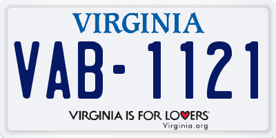 VA license plate VAB1121