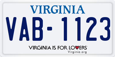 VA license plate VAB1123