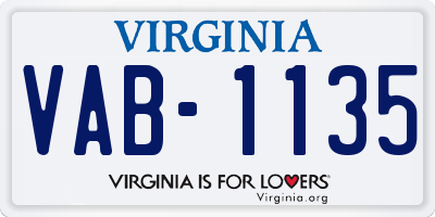 VA license plate VAB1135