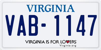 VA license plate VAB1147