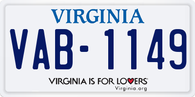 VA license plate VAB1149