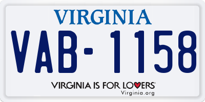 VA license plate VAB1158