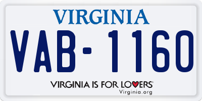 VA license plate VAB1160