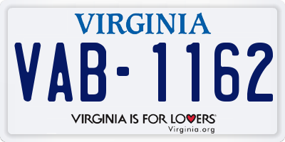 VA license plate VAB1162