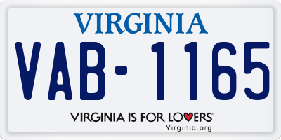 VA license plate VAB1165