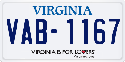 VA license plate VAB1167