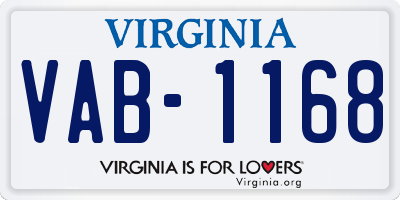 VA license plate VAB1168