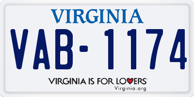 VA license plate VAB1174