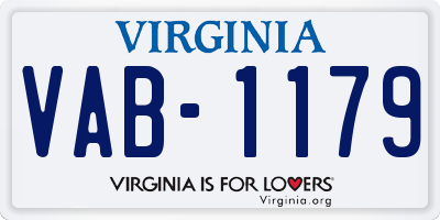 VA license plate VAB1179