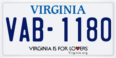 VA license plate VAB1180