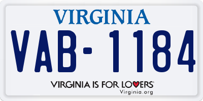 VA license plate VAB1184