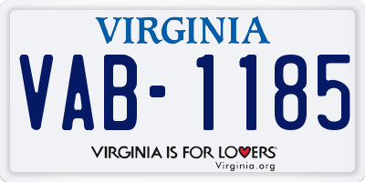 VA license plate VAB1185