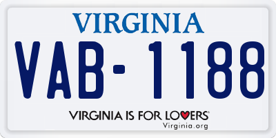 VA license plate VAB1188