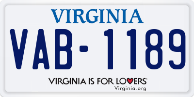 VA license plate VAB1189