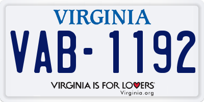 VA license plate VAB1192