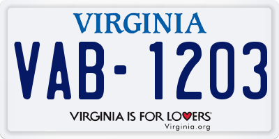 VA license plate VAB1203