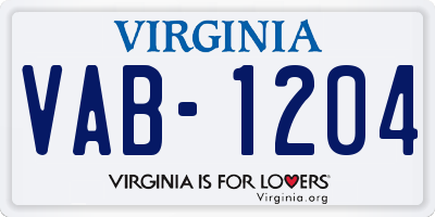 VA license plate VAB1204