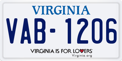 VA license plate VAB1206