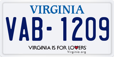 VA license plate VAB1209