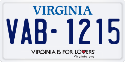 VA license plate VAB1215