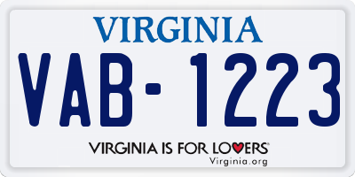 VA license plate VAB1223