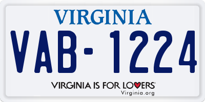 VA license plate VAB1224