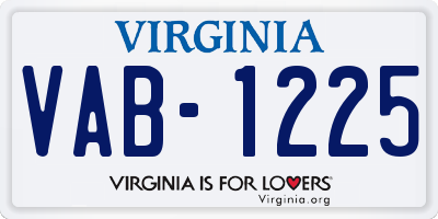 VA license plate VAB1225