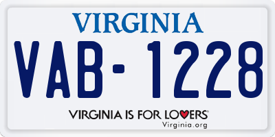 VA license plate VAB1228