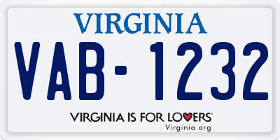 VA license plate VAB1232