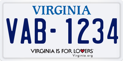 VA license plate VAB1234