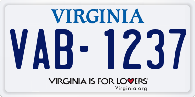 VA license plate VAB1237