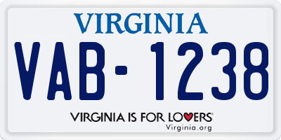 VA license plate VAB1238