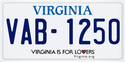 VA license plate VAB1250