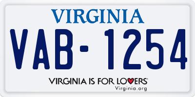 VA license plate VAB1254