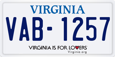 VA license plate VAB1257