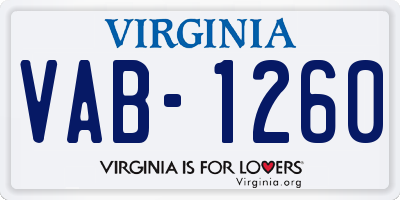 VA license plate VAB1260