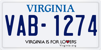 VA license plate VAB1274