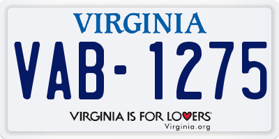 VA license plate VAB1275