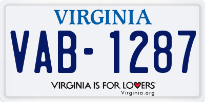 VA license plate VAB1287