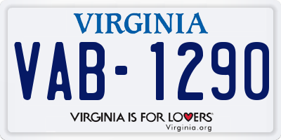 VA license plate VAB1290