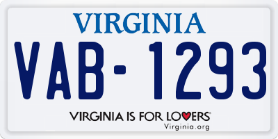 VA license plate VAB1293