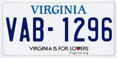 VA license plate VAB1296