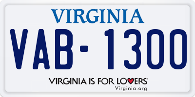 VA license plate VAB1300