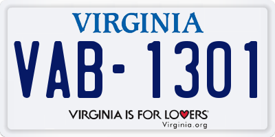 VA license plate VAB1301