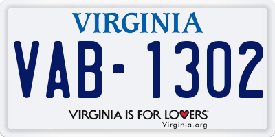 VA license plate VAB1302