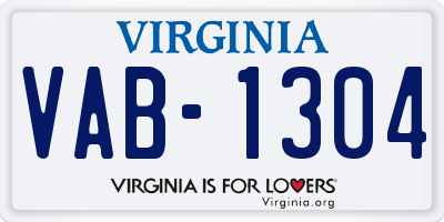 VA license plate VAB1304