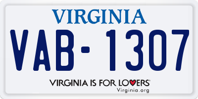 VA license plate VAB1307