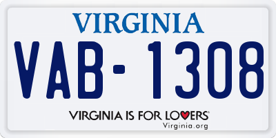 VA license plate VAB1308