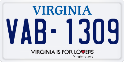 VA license plate VAB1309