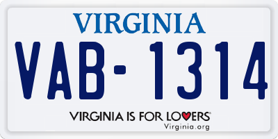 VA license plate VAB1314
